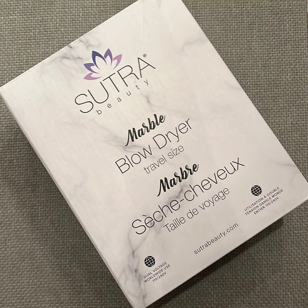 Sutra Beauty Marble Blow Dryer Travel Size Open Box Dual Voltage